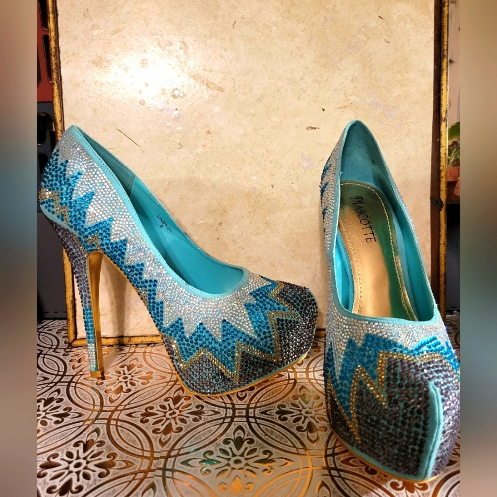 Platform Stilettos, Teal